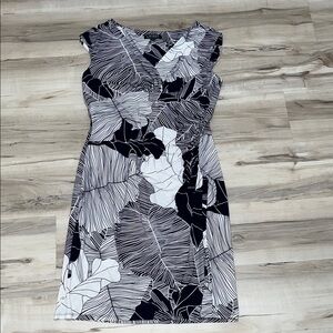 Ralph Lauren Navy blue and White Leaf Midi Dress